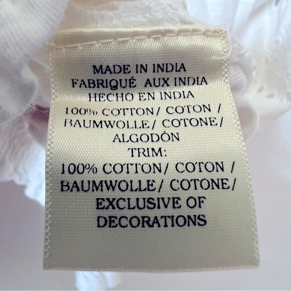 Porridge White Eyelet Embroidery Anglaise Smocked Boho Coastal Back-Tie Top M - Picture 16 of 16